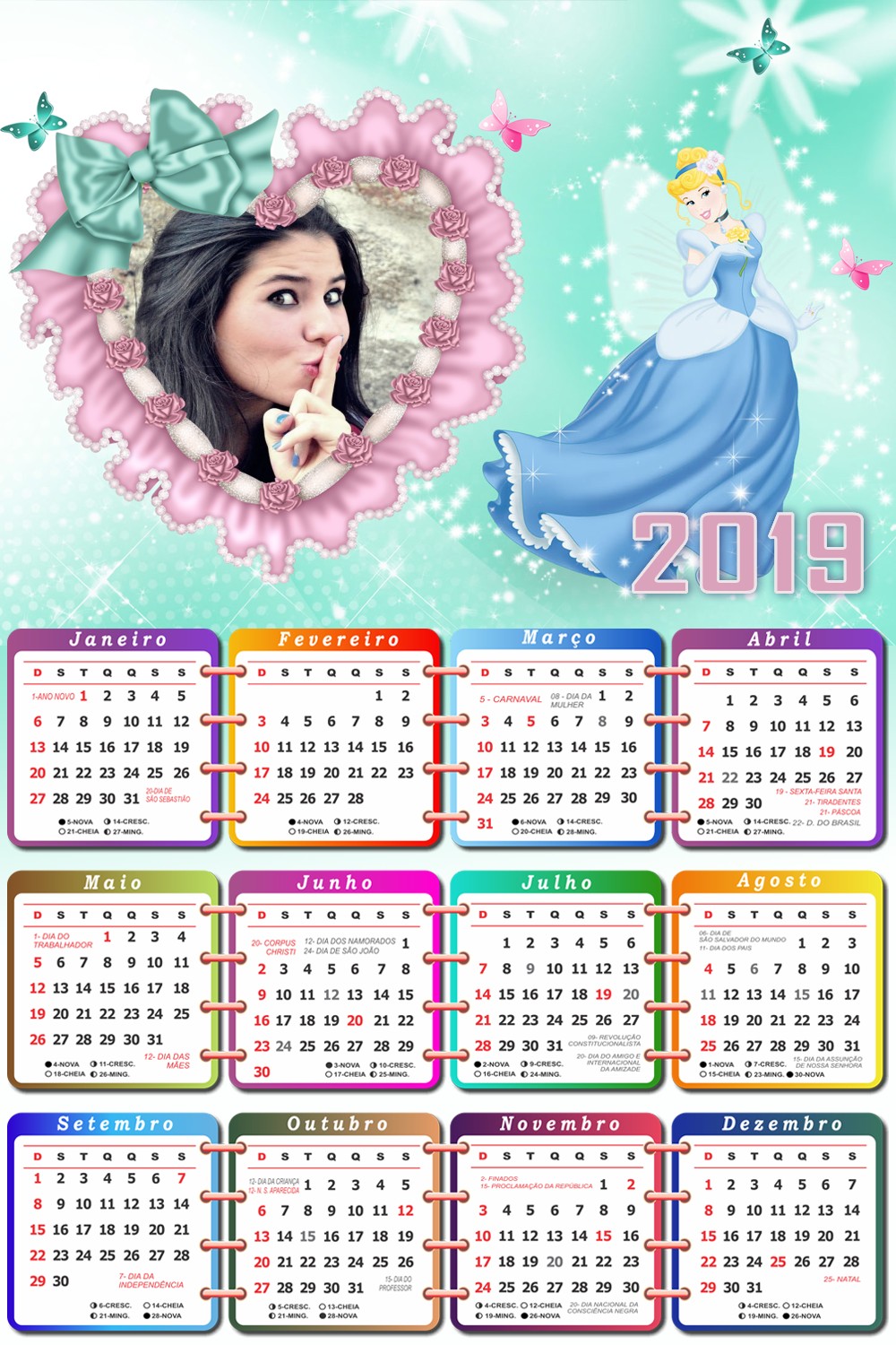 moldura-infantil-cinderela-disney-calendario-2019