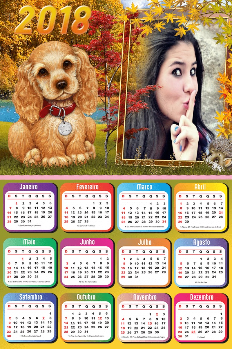montar-foto-em-calendario-2018-com-cachorrinho-outono