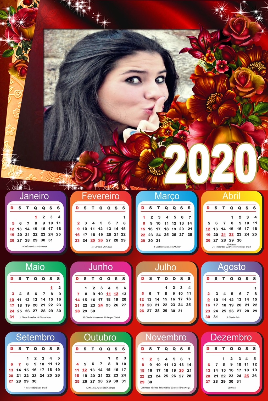 calendario-2020-com-flores-vermelhas