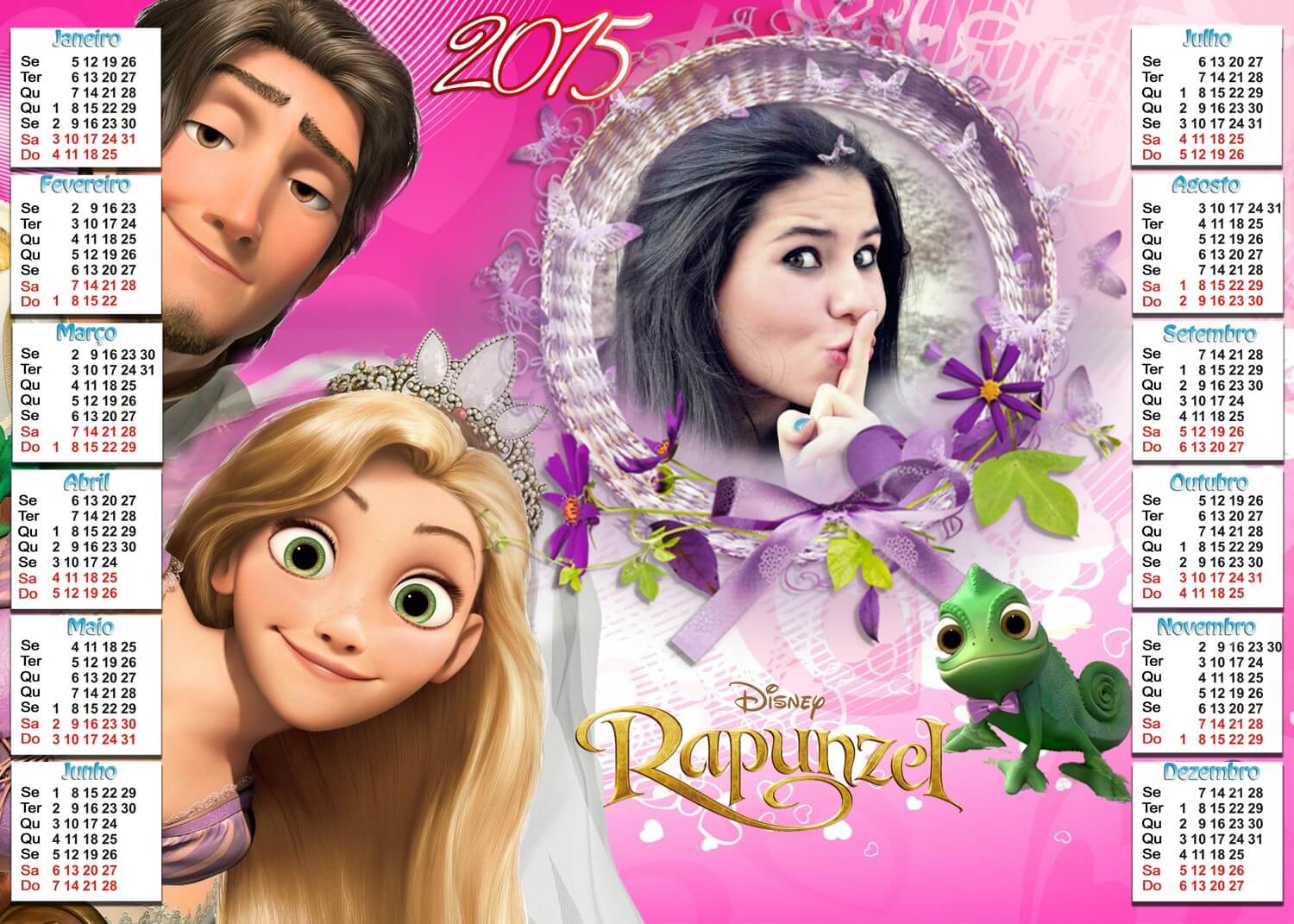 molduras-para-fotos-online-calendario-infantil-rosa-rapunzel-2015