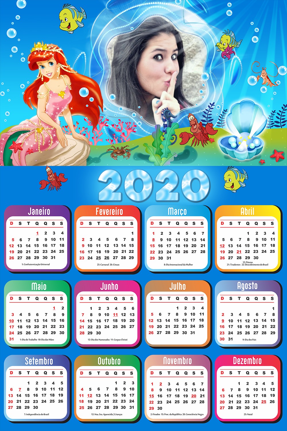 moldura-infantil-a-pequena-sereia-calendario-2020