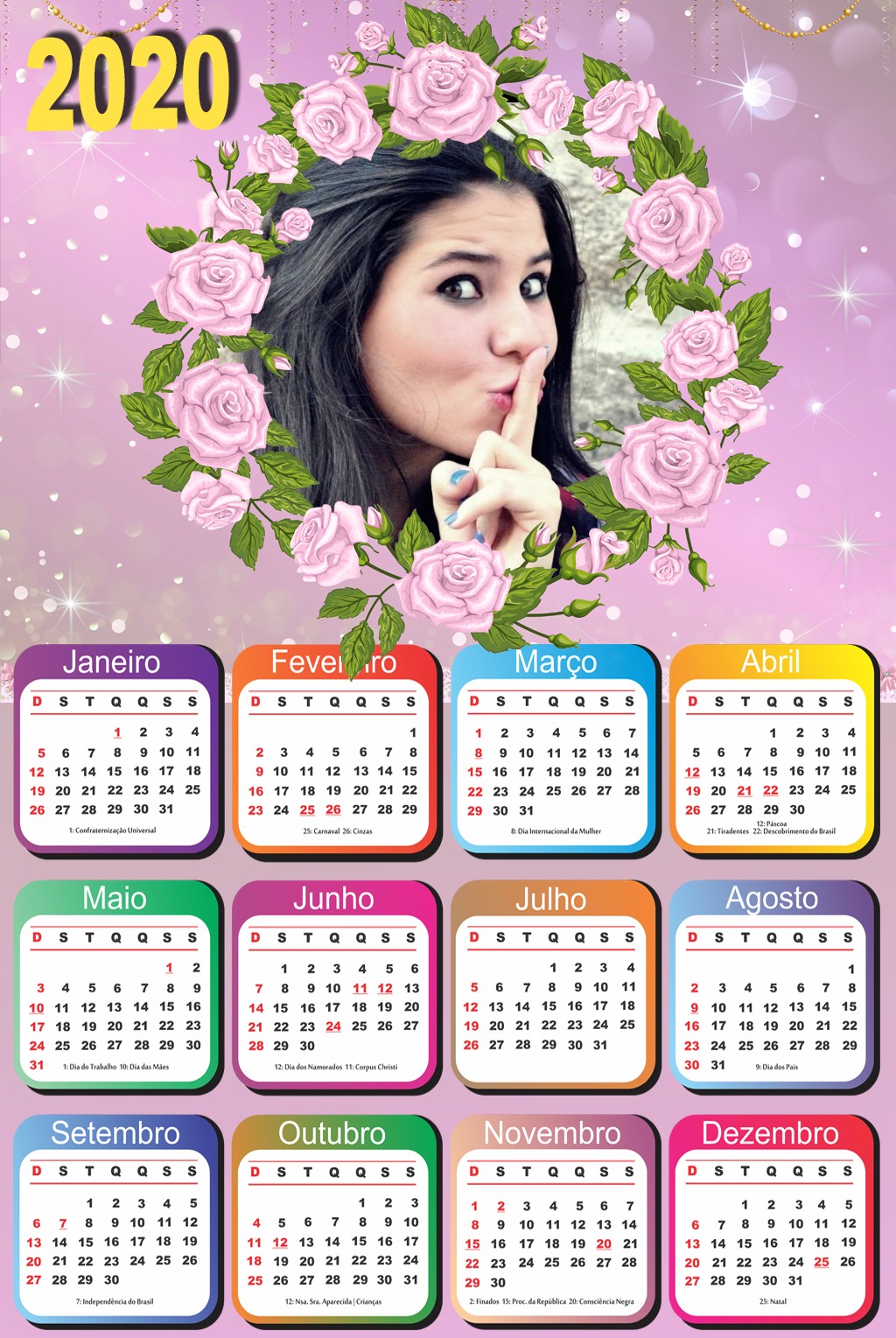 moldura-png-calendario-2020-flores-cor-de-rosa