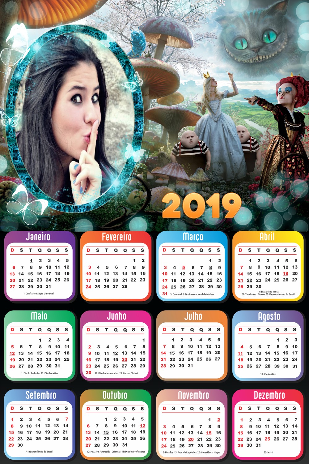 moldura-com-calendario-2019-da-alice-no-pais-das-maravilhas