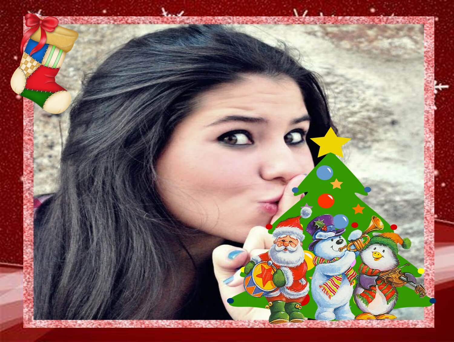 Montagem de Fotos | Natal | Moldura de Natal com Árvore de Natal e Papai  Noel para imprimir